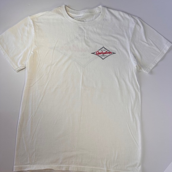 Quiksilver Mtn & Wave White Short Sleeve Logo T-Shirt Mens Surf Skate - Picture 1 of 4